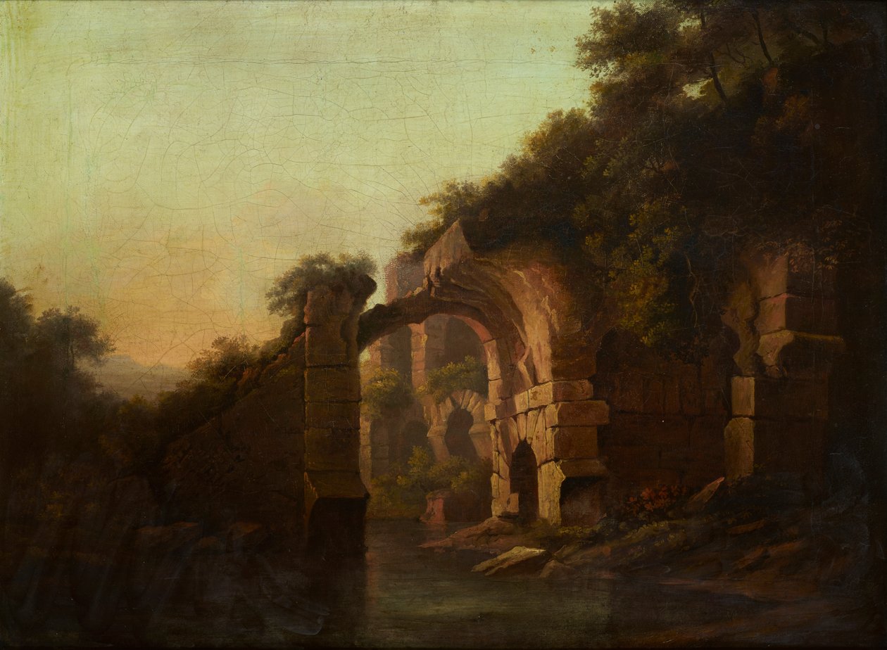 Bir Nehir Üzerindeki Yıkık Bir Köprü, İtalya (tuval üzerine yağlı boya) by Alexander Nasmyth