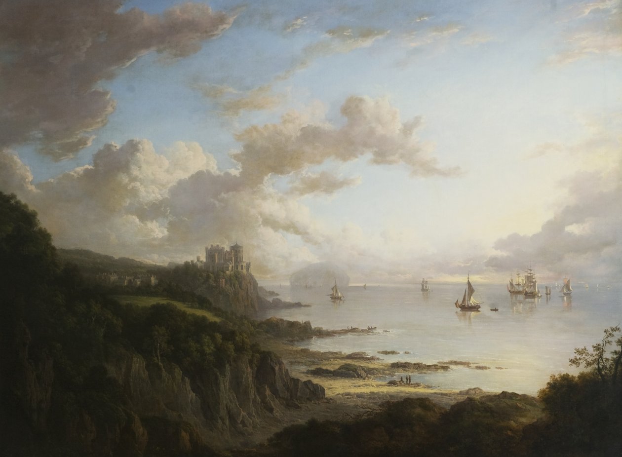 Ailsa Craig ile Kuzeyden Culzean Kalesi, c.1816 by Alexander Nasmyth