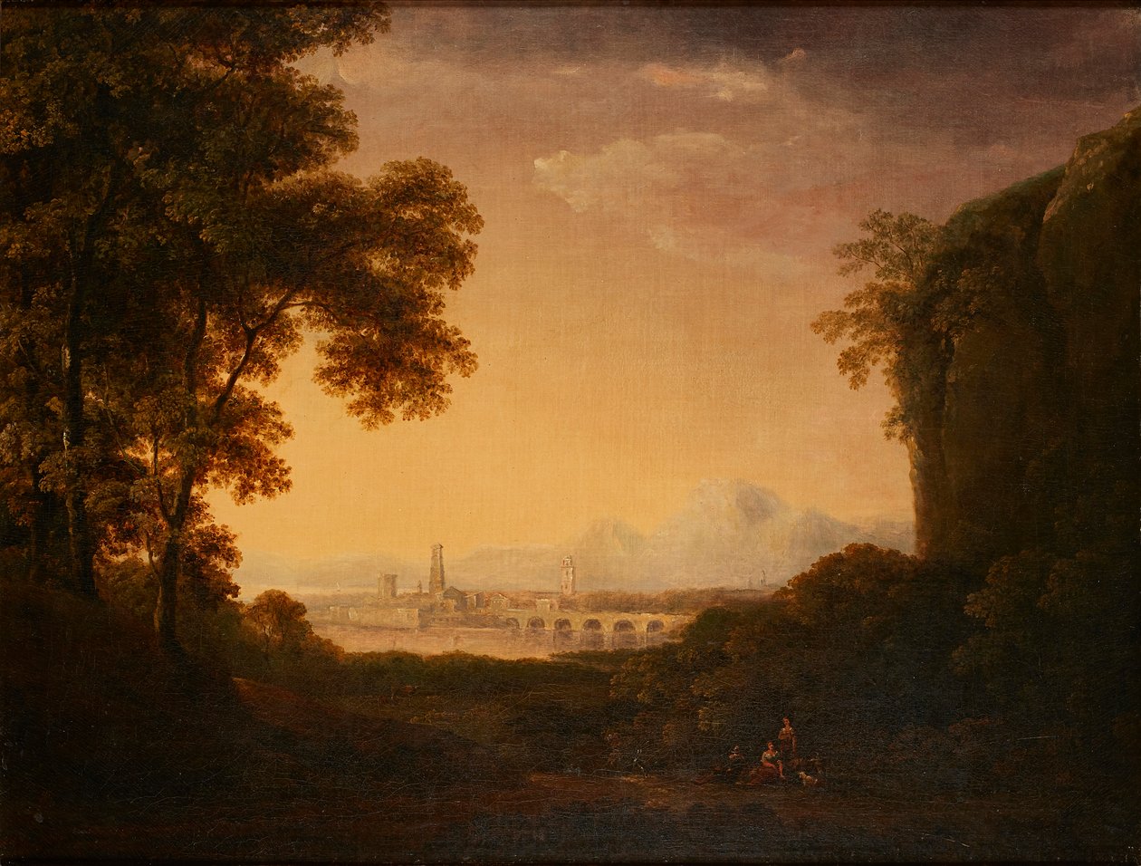 Ormanlık İtalyan Manzarasında Figürler (tuval üzerine yağlı boya) by Alexander Nasmyth