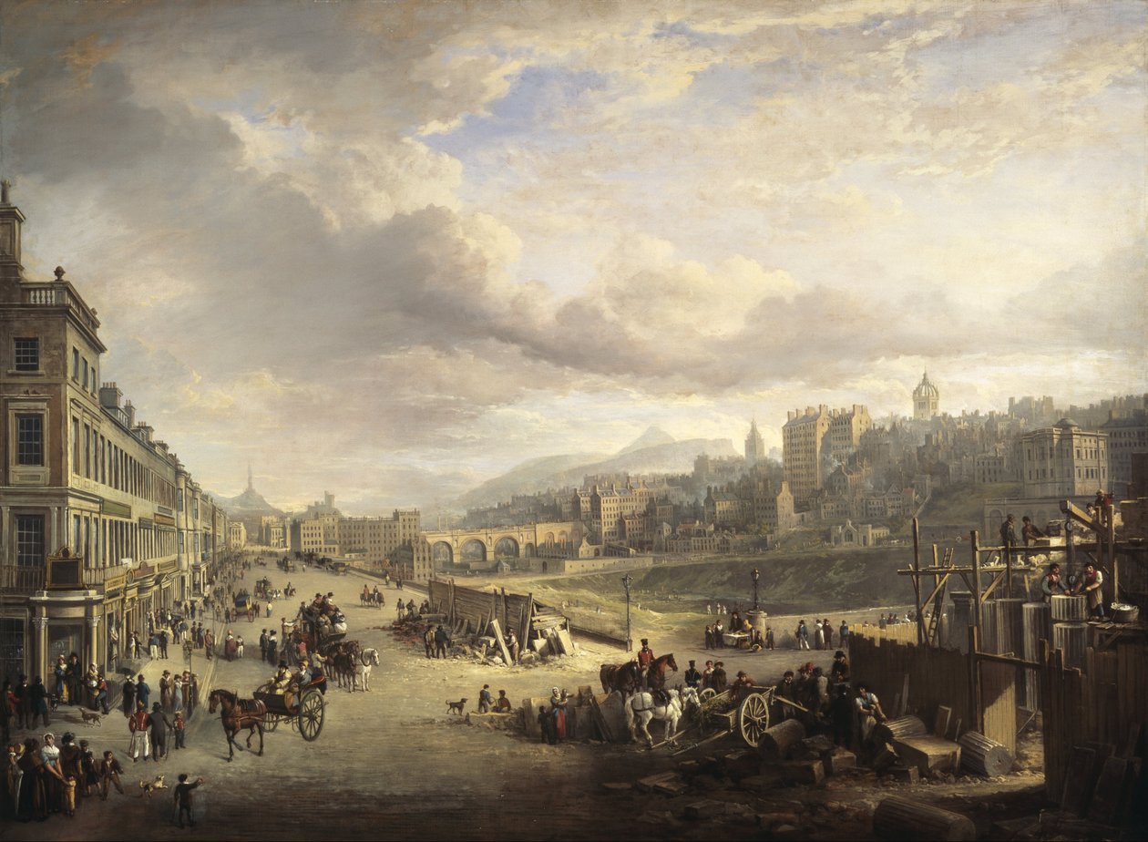 Londra, Princes Caddesi. "Büyük Britanya Kraliyet Kurumu"nun daha sonraki ana binasının inşaatına başlanması by Alexander Nasmyth