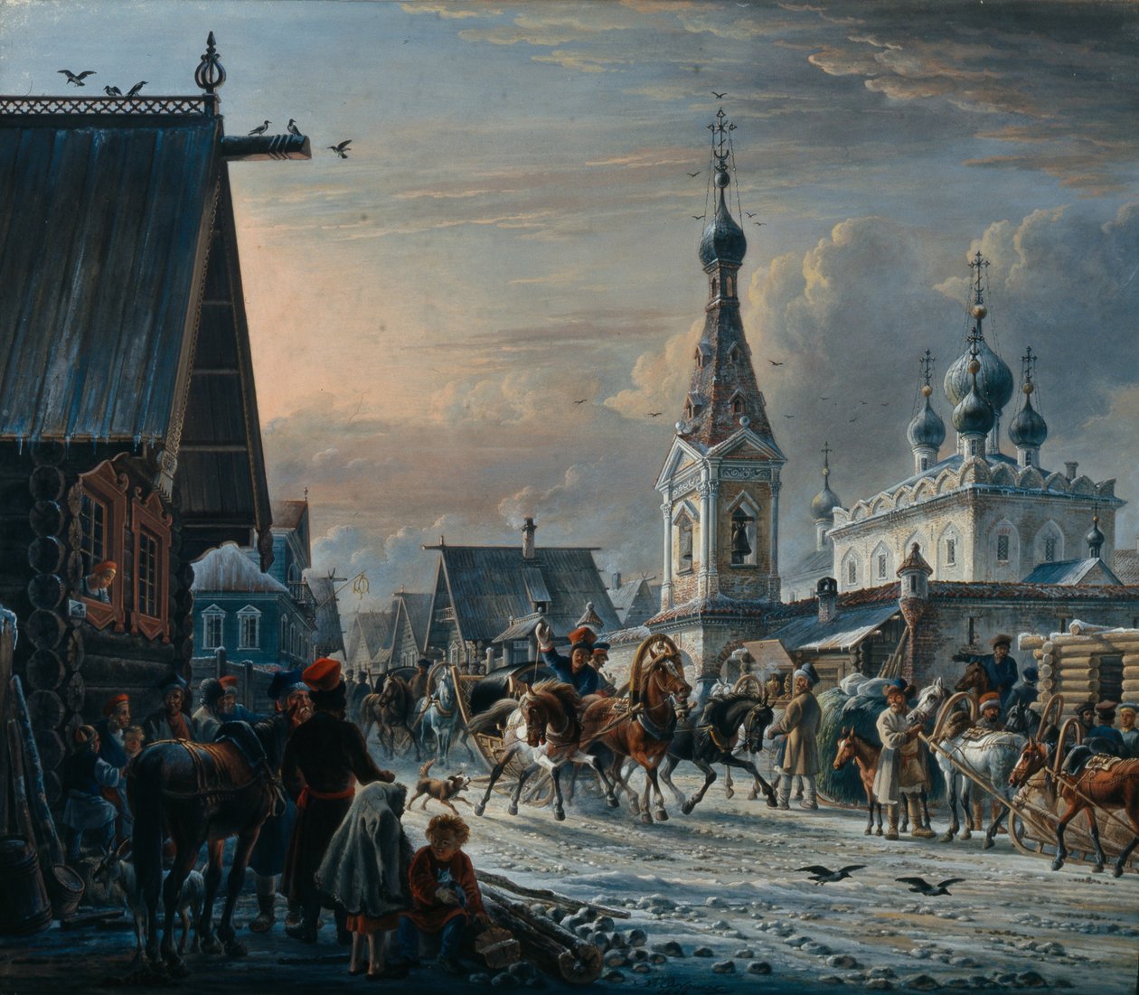 Posta Arabaları ile Sokak, 1829 by Alexander Osipovich Orlowski
