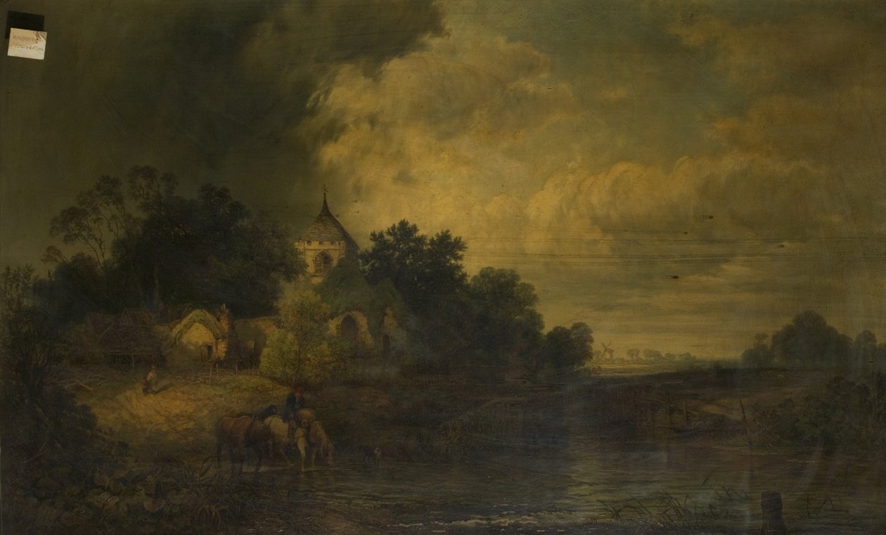 Atların İçtiği Romantik Manzara, 19. Yüzyılın Sonları by Alexander Panton