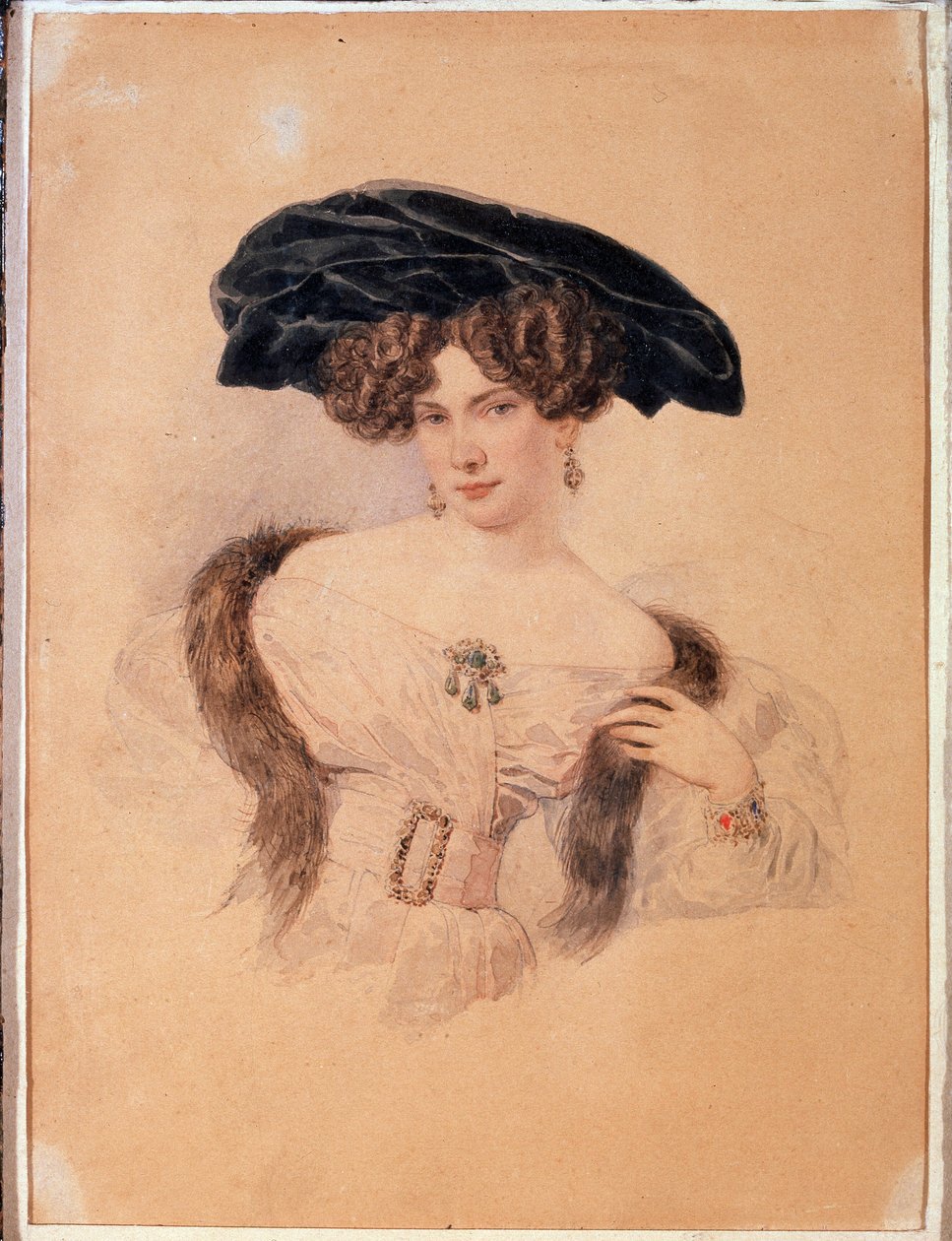 Sanatçının portresi Yevdokiya Bakunina (1793-1882) En Beret Noir (Sanatçı Yevdokiya Bakunina