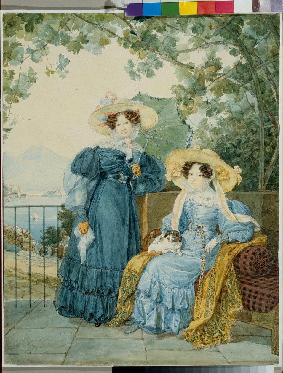 Kontes Ekaterina Artemievna Vorontsov (1780-1836) ve Prenses Elena Mikhailovna Golitsyne (1776-1855) - Prenseslerin Portresi Ekaterina Vorontsova ve Elena Gallitzine - Kağıt üzerine suluboya Alexander Pavlovich Briullov (Alexan) by Alexander Pavlovich Briullov