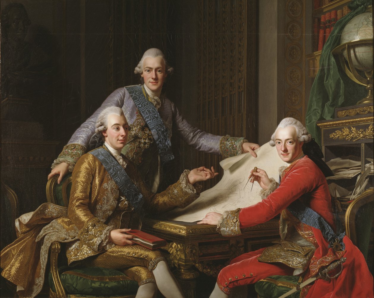İsveç Kralı Gustav III ve Kardeşleri by Alexander Roslin