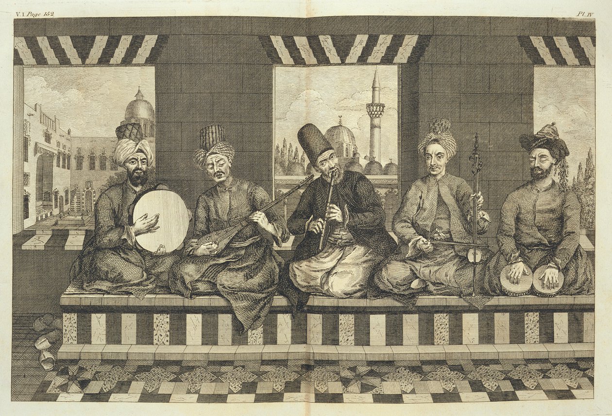 Suriyeli Müzisyenler, 'Halep'in Doğal Tarihi'nden 4. plaka, pub. Patrick Russell tarafından, 1794 by Alexander Russell