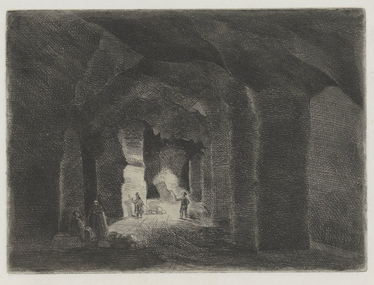 Maastricht Près de la Meuse'deki Sint Pietersberg'deki yeraltı tünel sistemi, 11 Eaux-Fortes (seri başlığı) by Alexander Schaepkens