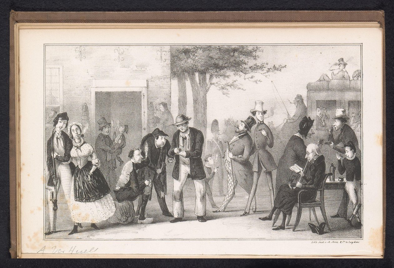 Leiden öğrenci almanağında karikatür, 1843 Nikotin Bitkisi (nesne üzerindeki başlık) by Alexander Ver Huell