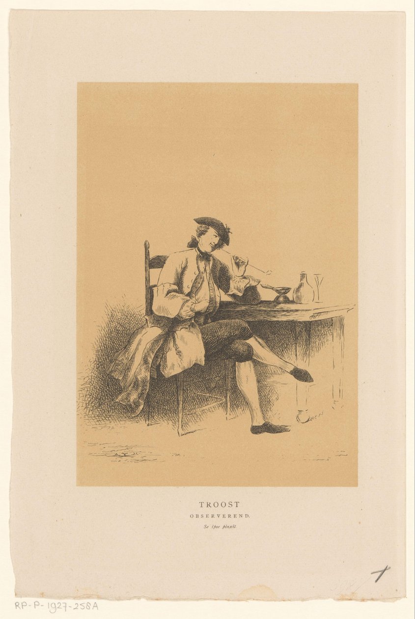 Cornelis Troost'u Gözlemleyen Troost'un otoportresi (nesne üzerindeki başlık) by Alexander Ver Huell