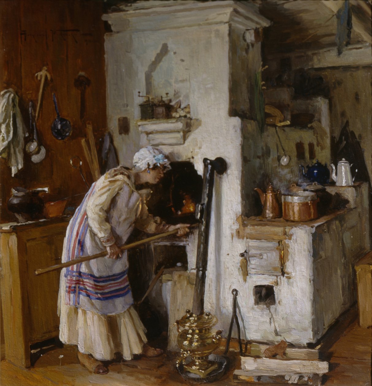 Yeni bir ev cesareti. Ocakta, 1918 by Alexander Vladimirovich Makovsky