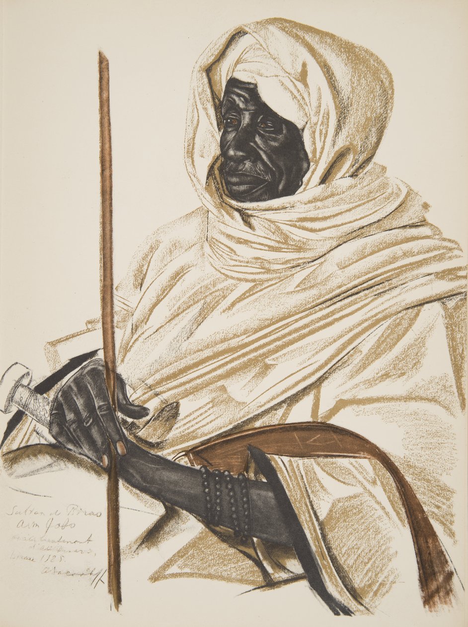 Afrika Çizimleri ve Tablolarından Birao Sultanı Aim Gabo, Citroen Center Afrique seferi sırasında idam edildi, ikinci Haardt Audouin-Dubreuil misyonu, pub. Paris, 1927 by Alexander Yakovlev