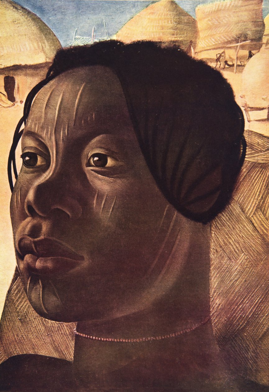 Afrika Çizimleri ve Tablolarından Aoua, Banda kadını (Ialinga), Citroen Center Afrique seferi sırasında idam edildi, ikinci Haardt Audouin-Dubreuil görevi, pub. Paris, 1927 by Alexander Yakovlev