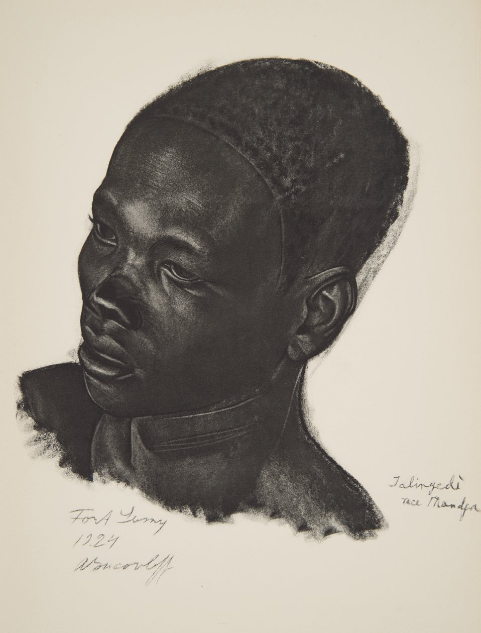 Ialingede, Mandja cinsi. (Fort Lamy), Citroen Center Afrique seferi sırasında yürütülen Afrika Çizimleri ve Tablolarından, ikinci Haardt Audouin-Dubreuil görevi, pub. Paris, 1927 (renkli by Alexander Yakovlev