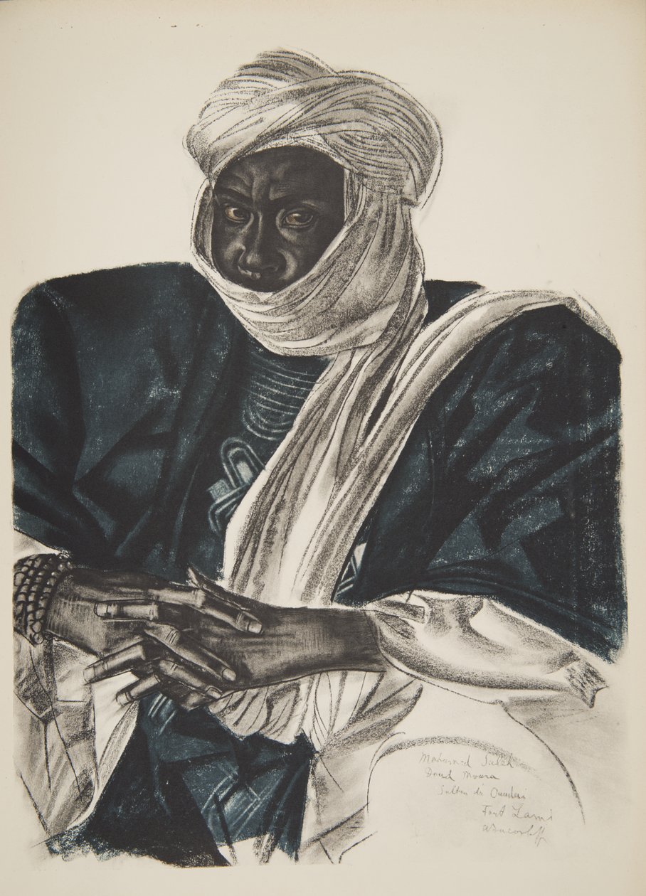 Mohamed Salek, dit Doud Moura, Ouadai Sultanı (Fort Lamy), Citroen Center Afrique seferi sırasında yürütülen Afrika Çizimleri ve Tabloları, ikinci Haardt Audouin-Dubreuil görevi, pub. by Alexander Yakovlev