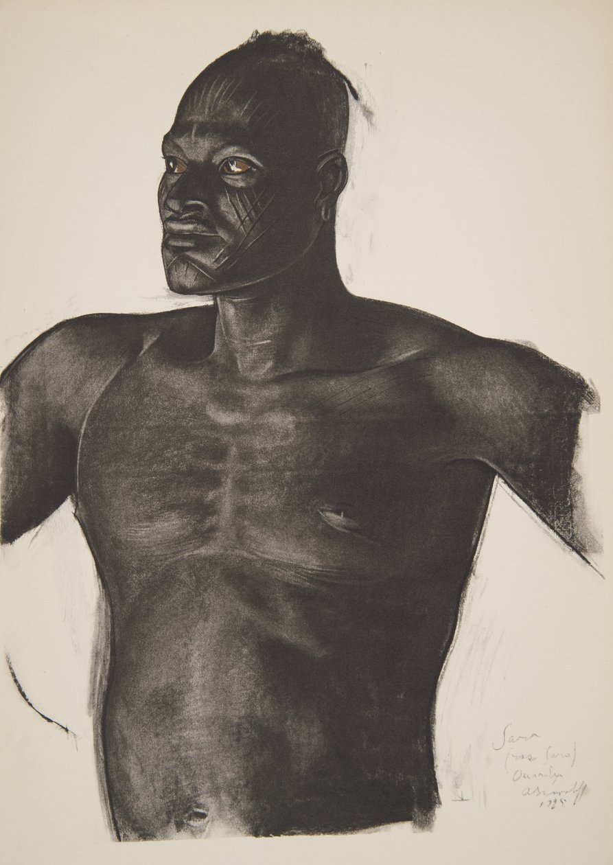 Afrika Çizimleri ve Tablolarından Sara le Pisteur (Bahr Ouandja), Citroen Center Afrique seferi sırasında idam edildi, ikinci Haardt Audouin-Dubreuil görevi, pub. Paris, 1927 by Alexander Yakovlev