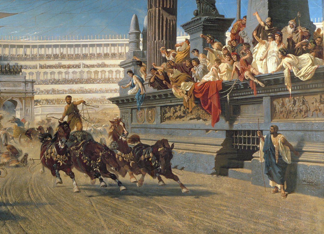 Araba Yarışı, c.1882 (tuval üzerine yağlı boya) (201093 detayı) by Alexander von Wagner