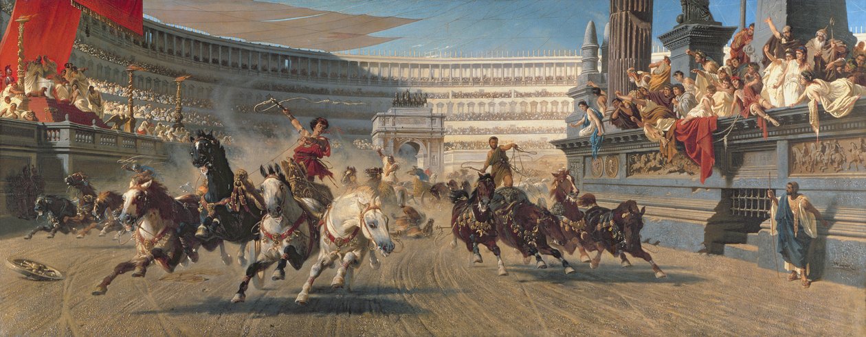 Araba Yarışı, 1882 dolayları (tuval üzerine yağlı boya) by Alexander von Wagner