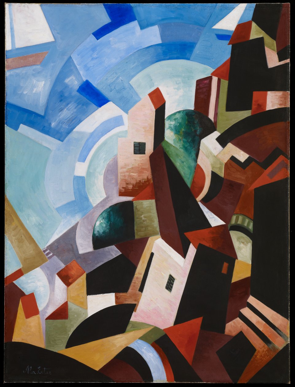 Deniz kenarındaki İtalyan Kasabası, c.1917 (tuval üzerine yağlı boya ve tempera) by Alexandra Alexandrowna Exter