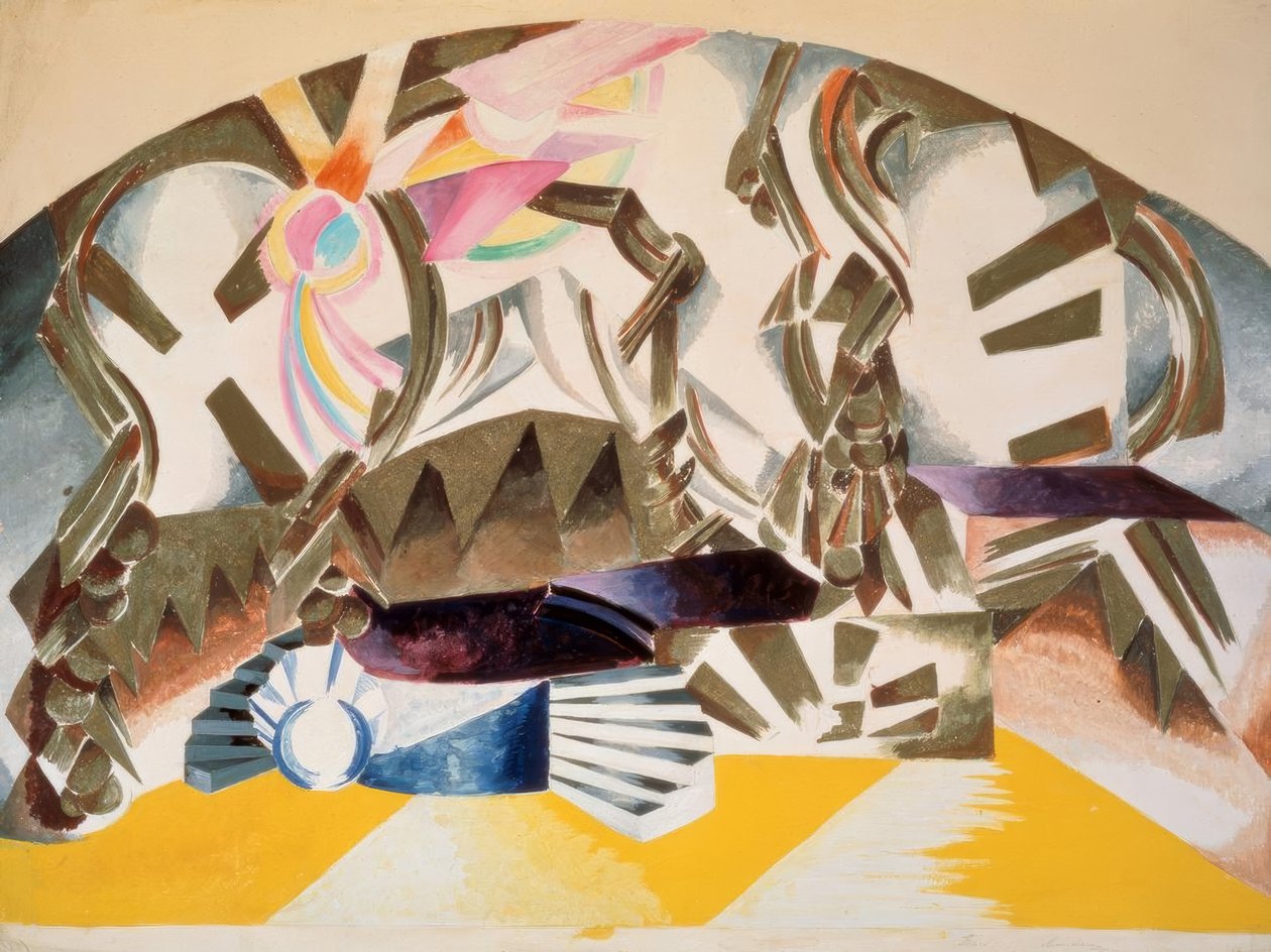 Moskova performansı için sahne tasarımı, Kamerny Tiyatrosu, 17 Mayıs 1921 by Alexandra Alexandrowna Exter