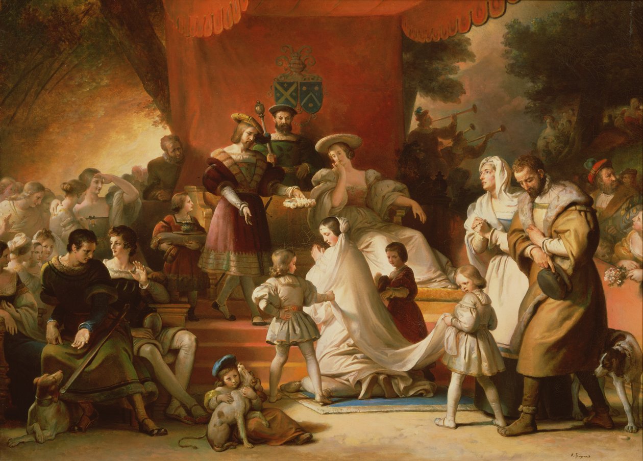 Genç bir kızın taç giyme töreni by Alexandre Evariste Fragonard