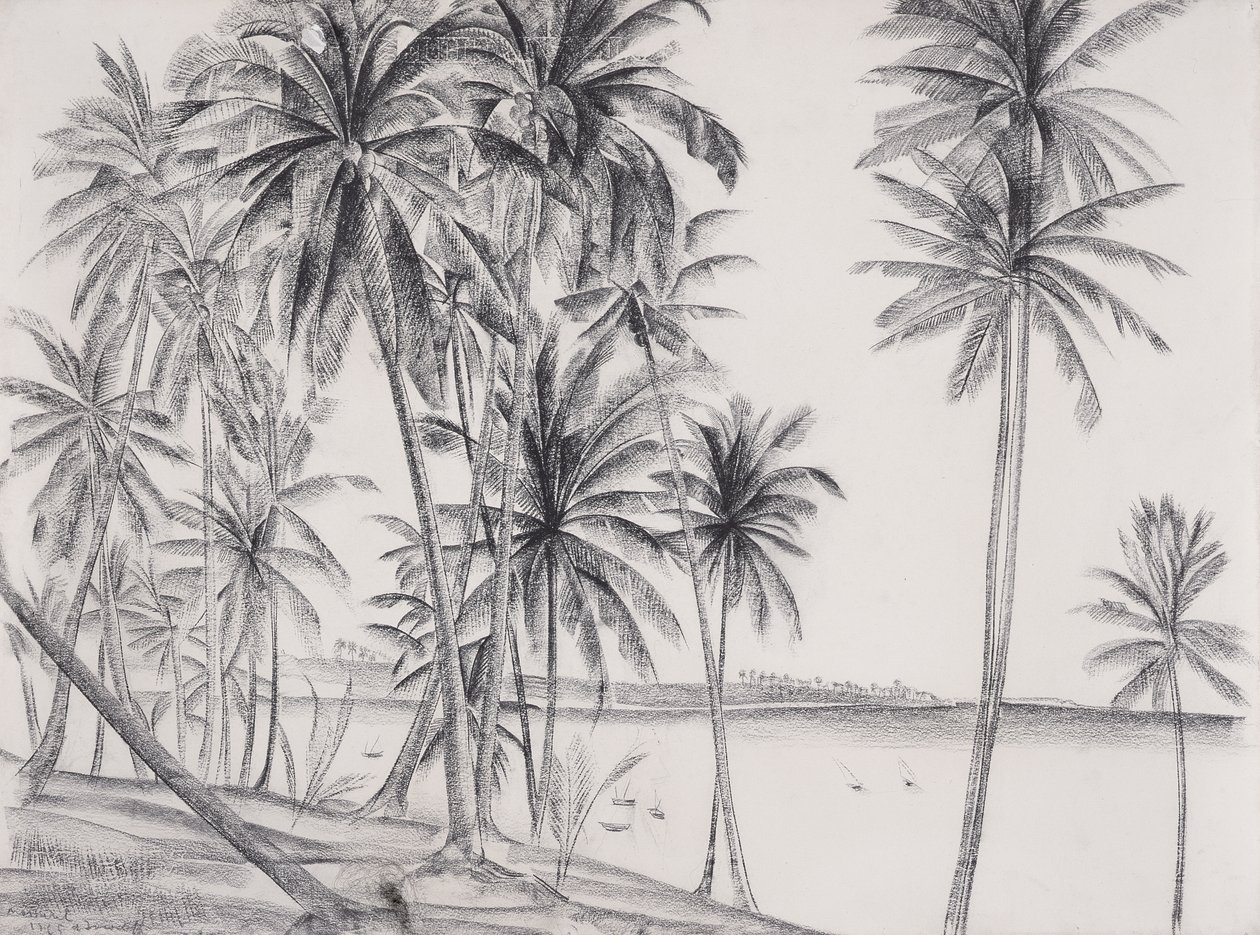Mossuril, Mozambik, 1925 (kağıt üzerine siyah tebeşir) by Alexandre Iacovleff