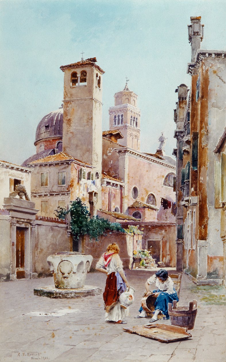 ವೆನಿಸ್‌ನಲ್ಲಿ ಪಿಯಾಝಾ, 1901 (ಕಾಗದದ ಮೇಲೆ wc) ಟರ್ಕ್ by Alexandre Nicolaievitch Roussoff