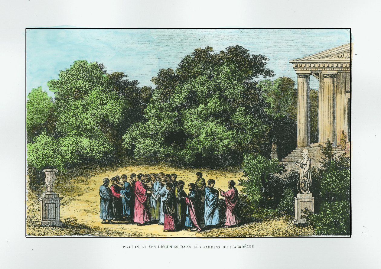 Plato (c.427-c.348 BC) ve onun Akademinin Bahçesindeki Müritleri, Louis Figuier tarafından 