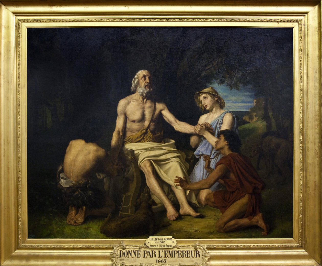 MÖ 9. yüzyılın Yunan şairi Homere'nin Scyros adasındaki temsili Jean-Baptiste Auguste Leloir (1809-1892) (Jean Baptiste) 1865 Homer Scyros adasında, resim Alexandre Louis Leloir by Alexandre Louis Leloir