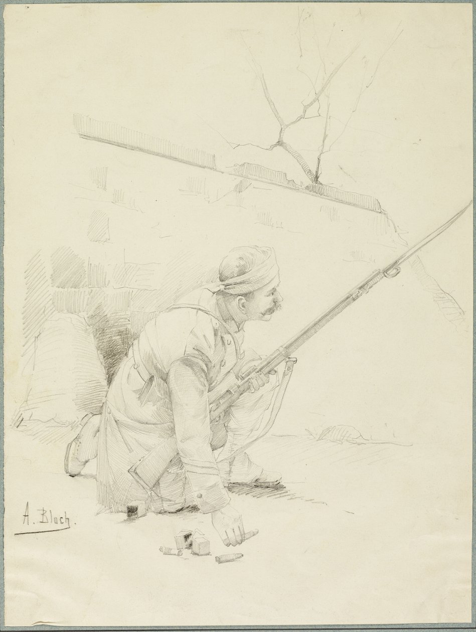 Yaralı Asker Tüfeğine Yükleniyor by Alexandre Bloch