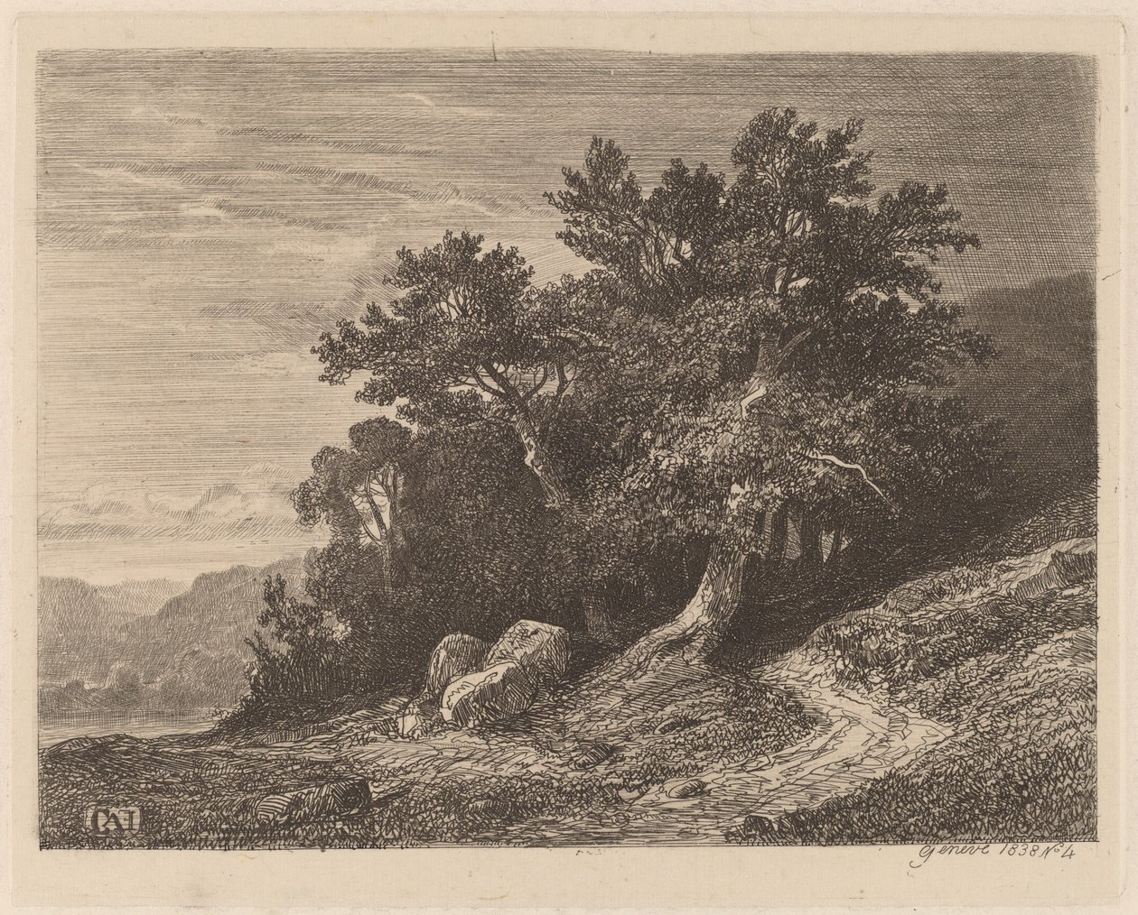 Bir Yamaçta Eski Ağaçlar by Alexandre Calame