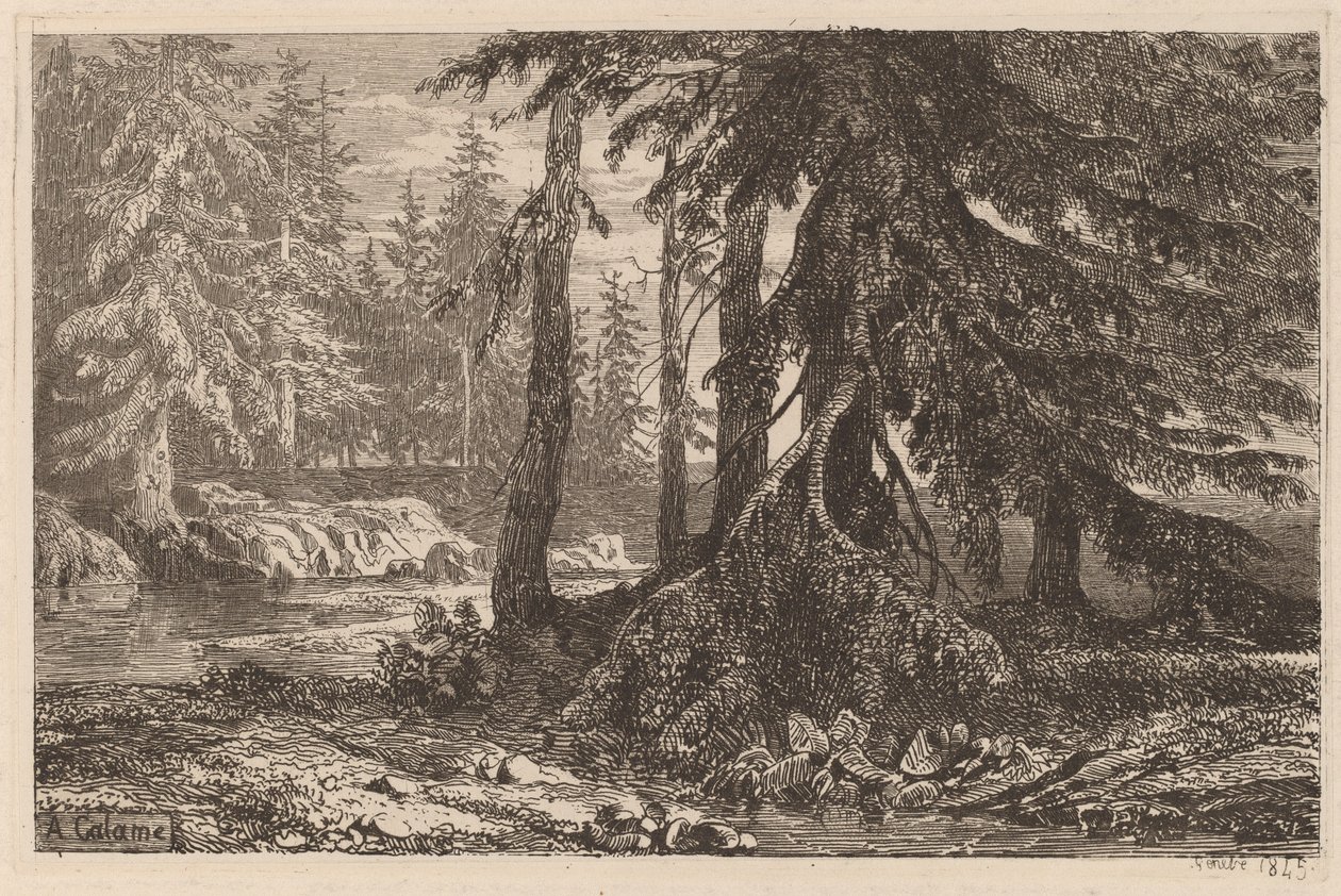 Gravür denemeleri, Alexandre Calame, III, pl. 16 by Alexandre Calame