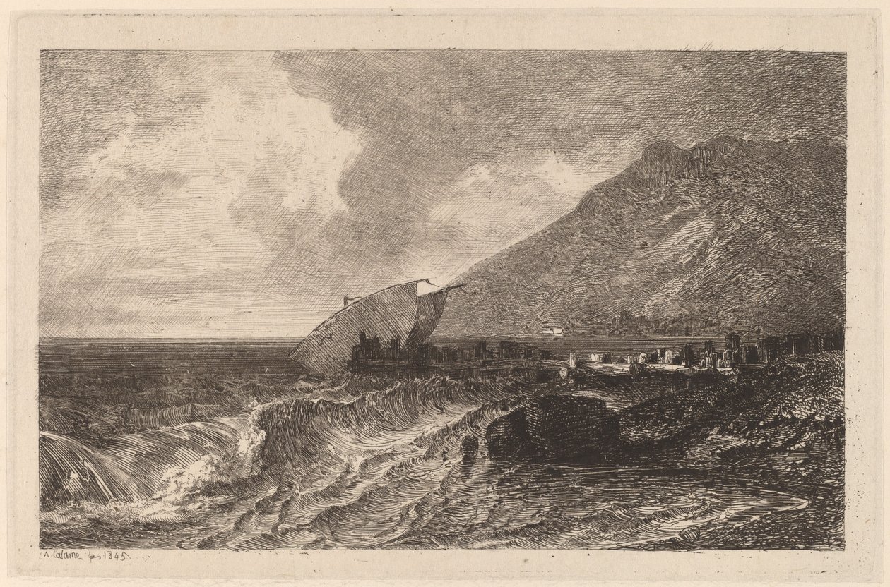 Bir Kıyıda Gemi Enkazı by Alexandre Calame