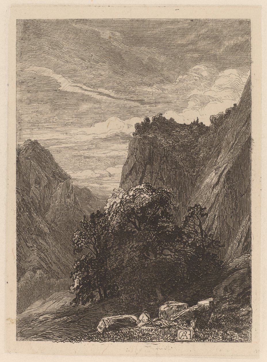 Uçurumun Eteğindeki Ağaçlar by Alexandre Calame