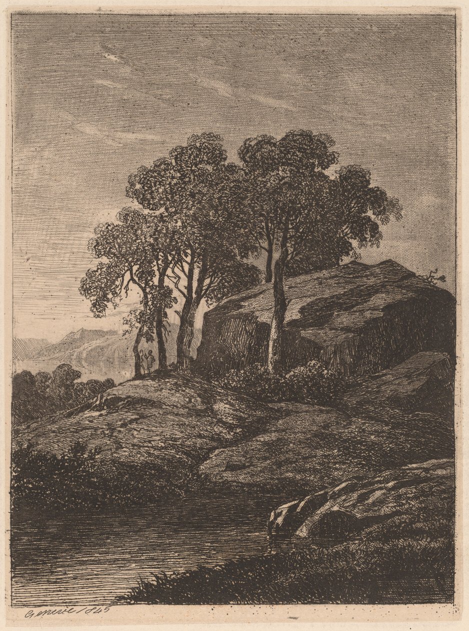 Bir Kayanın Yanındaki Ağaçlar by Alexandre Calame