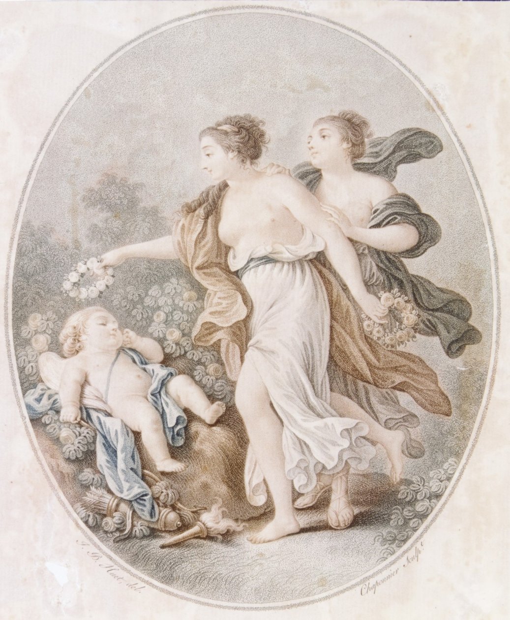 Graces tarafından taçlandırılmış aşk tanrısı, 1770-1805. by Alexandre Chaponnier