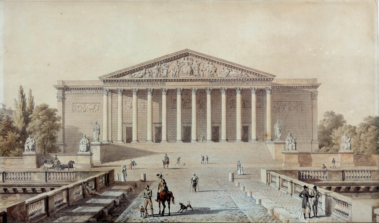 Ulusal Meclis veya Palais Bourbon Projesi, Palais du Corps Legislatif Çizimi Evariste Fragonard (1780-1850) 19. yüzyıl Paris, Palais Bourbon by Alexandre Evariste Fragonard
