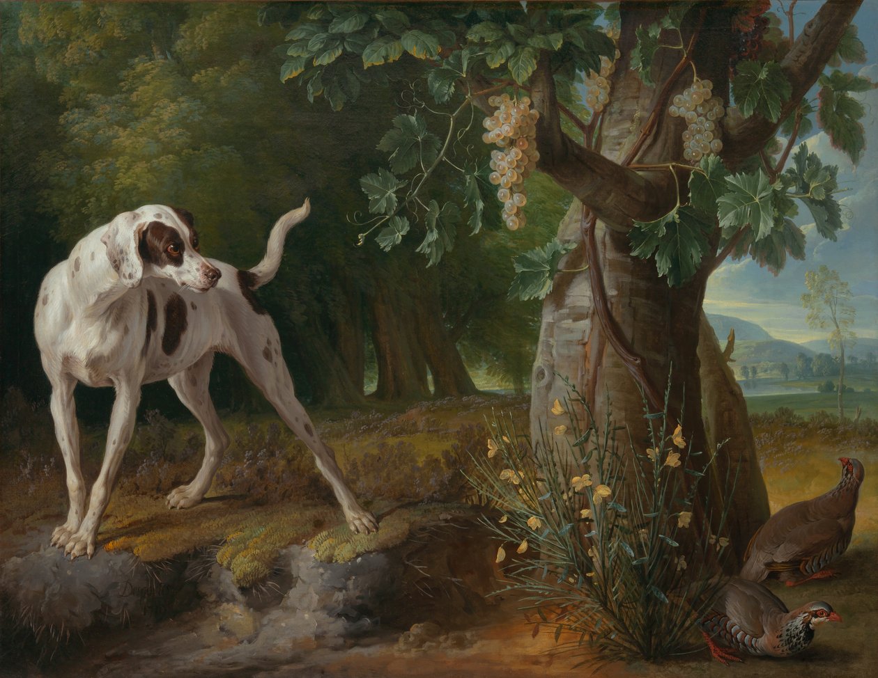 Bir Manzarada Keklikleri Gösteren Köpek by Alexandre Francois Desportes