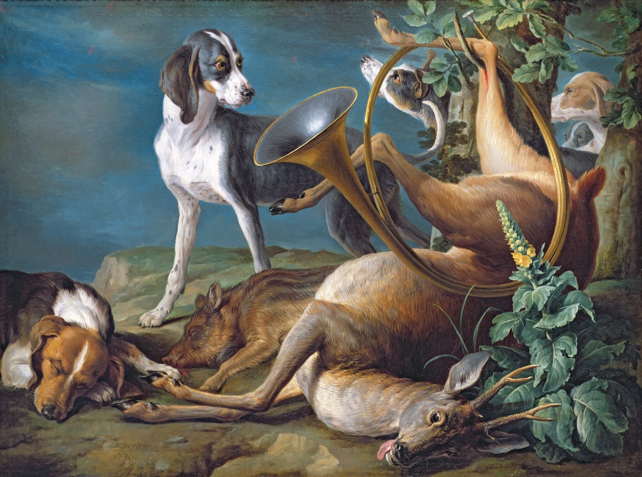 ಸ್ಟಿಲ್ ಲೈಫ್ ಆಫ್ ಡೆಡ್ ಗೇಮ್ ವಿತ್ ಹೌಂಡ್ಸ್, 1730ಟರ್ಕ್ by Alexandre Francois Desportes