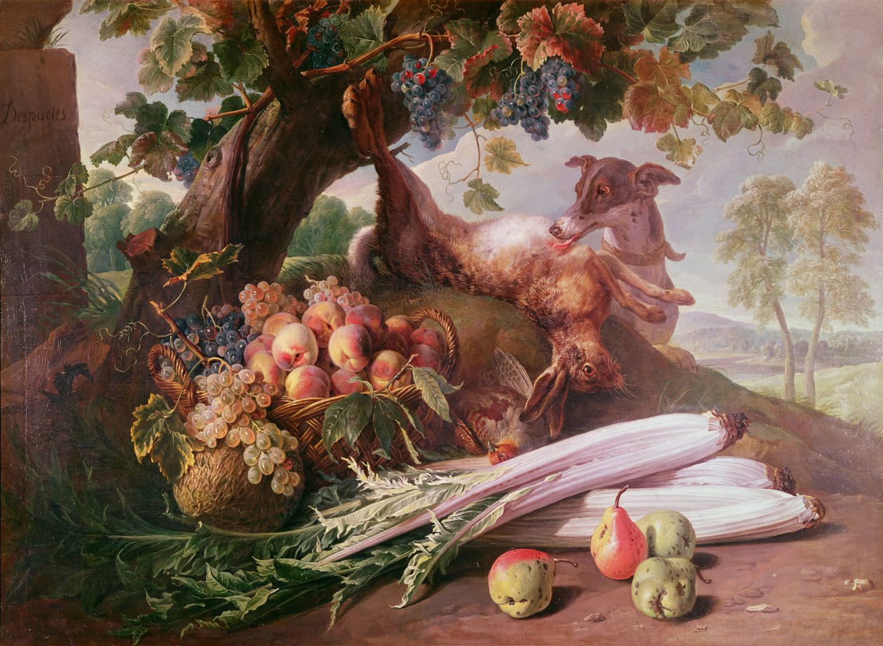 Natürmort Çiçekler, Oyun ve Meyveler by Alexandre Francois Desportes