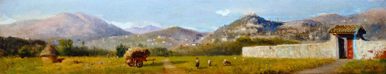 Lorenzo Gelati (1824-1893) tarafından Toskana Manzarası, karton üzerine yağlı boya by Nicolas Toussaint Charlet