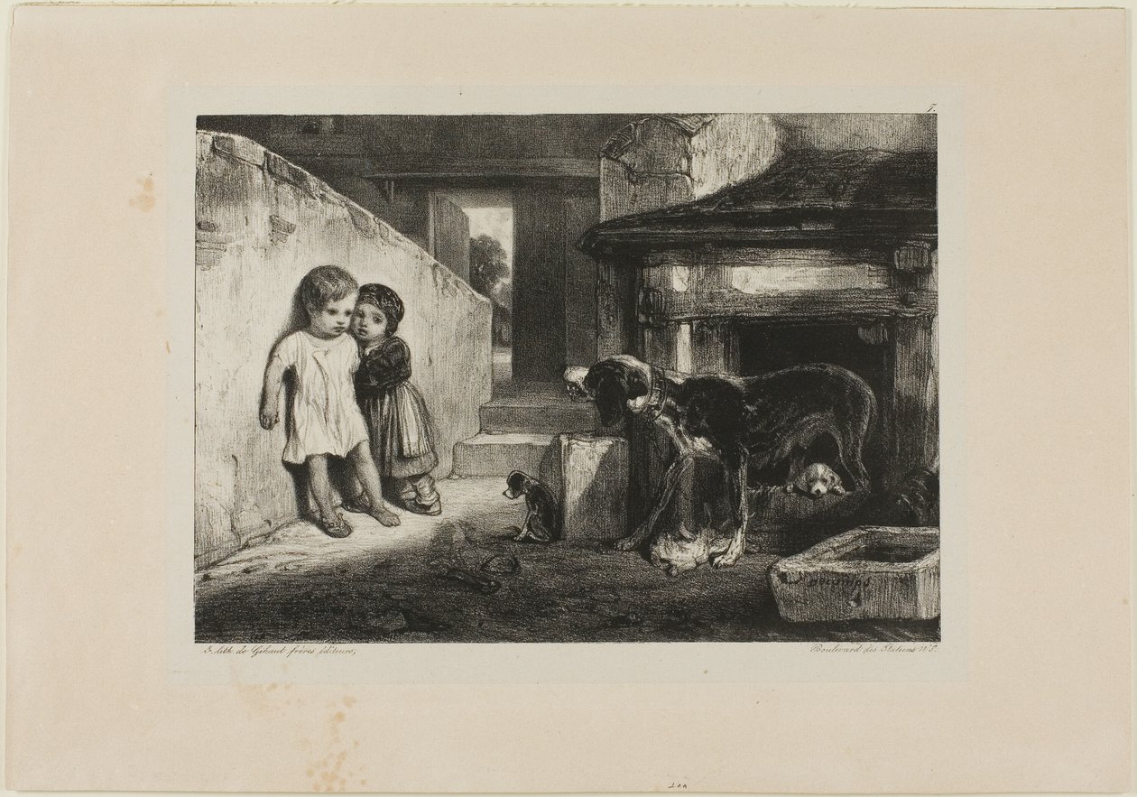 Köpekten Korkan Çocuklar by Alexandre Gabriel Decamps