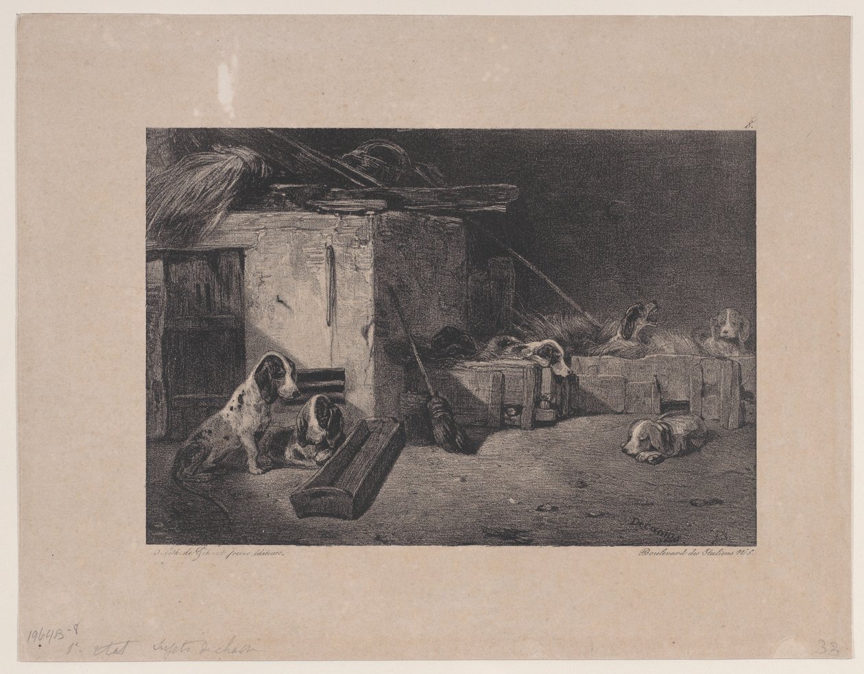 Avlanma Sahneleri dizisinden Kulübenin İçi, 1829. by Alexandre Gabriel Decamps