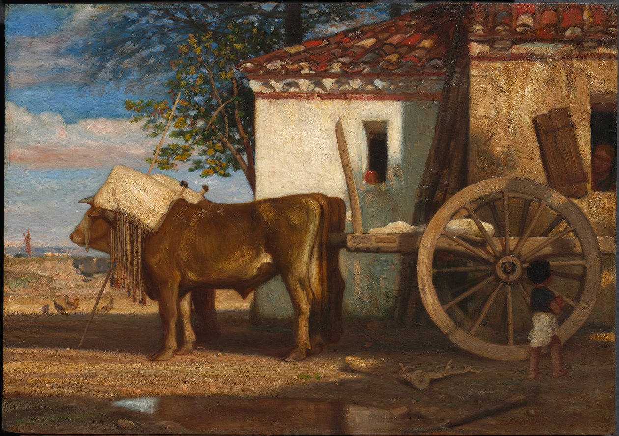Le Verrier, c bir Çiftlik Evi önünde Öküz. 1853. by Alexandre Gabriel Decamps