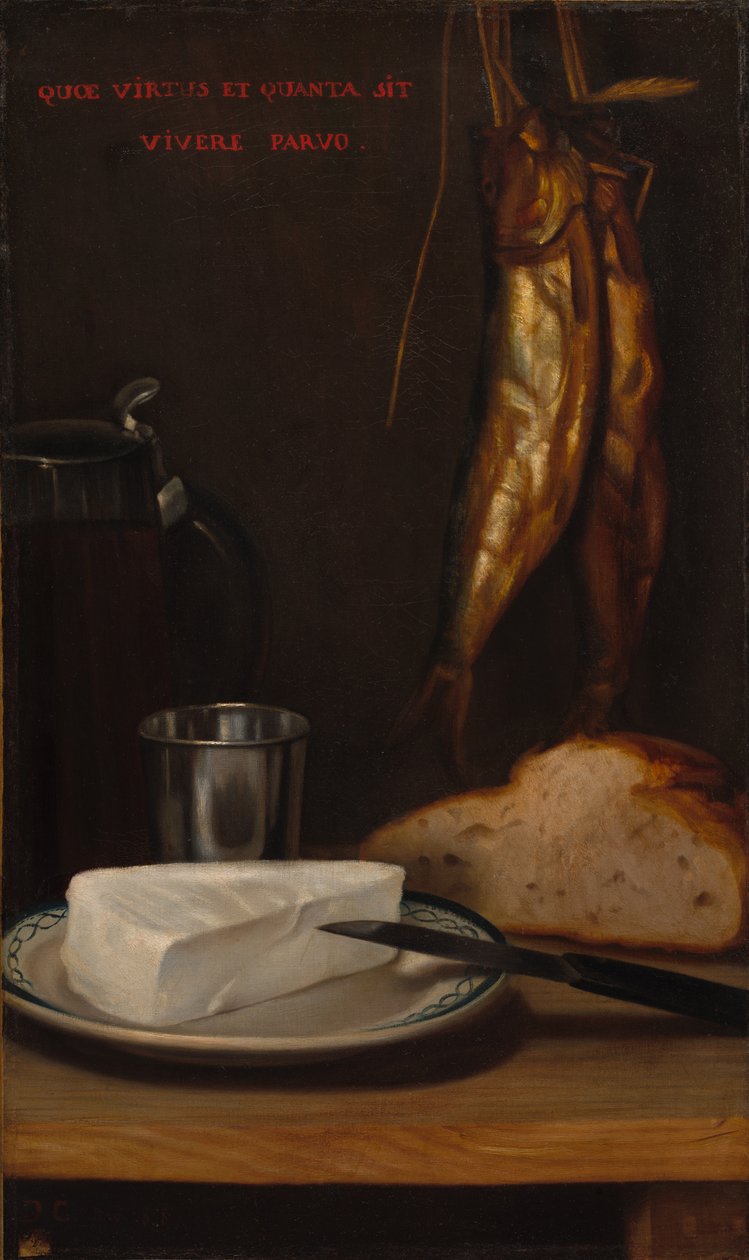 Ringa, Ekmek ve Peynirli Natürmort, 1858. by Alexandre Gabriel Decamps