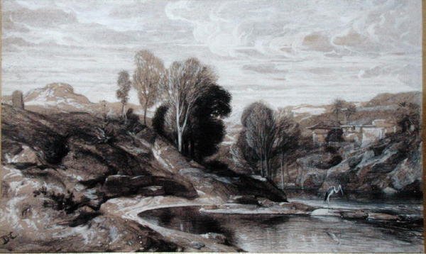 Balıkçıl (kağıt üzerinde bistre ve yıkama) by Alexandre Gabriel Decamps