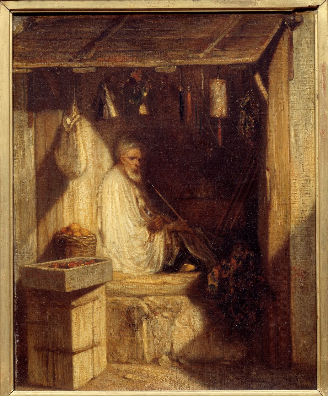 Dükkanında sigara içen Türk tüccarı Resim Alexandre Gabriel Decamps (1803-1860) 1844 Güneş. 0,36x0,28 m Paris, Orsay Müzesi by Alexandre Gabriel Decamps