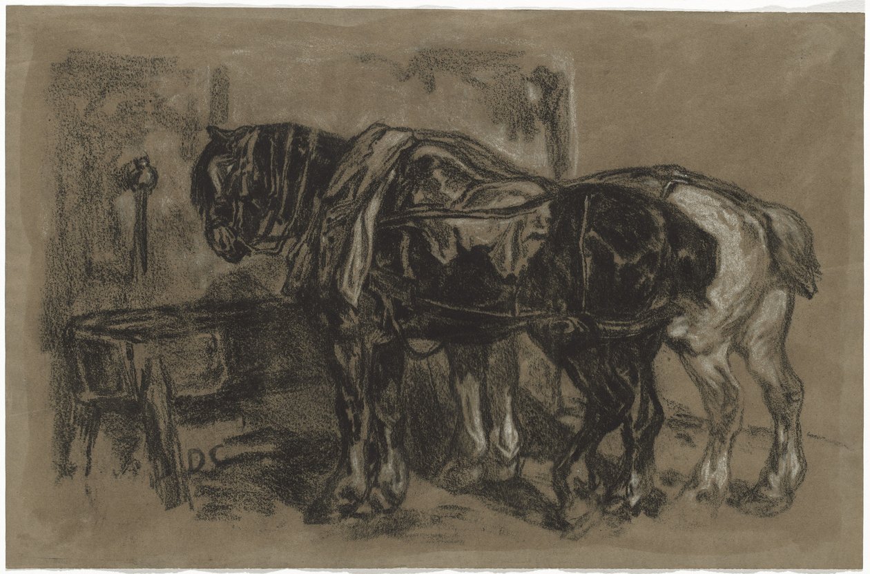 İki Taslak At by Alexandre Gabriel Decamps