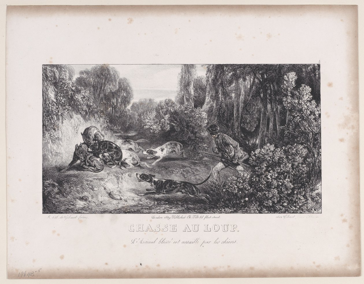 Kurt Avı: Köpeklerin Saldırıya Uğradığı Yaralı Hayvan, Avlanma Sahneleri, 1829. by Alexandre Gabriel Decamps