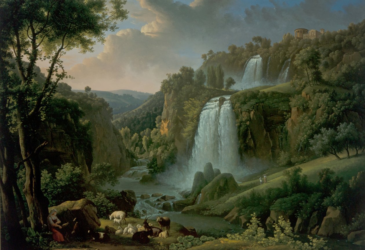 Sibyl Tapınağı ile Tivoli'deki Çağlayan by Alexandre Hyacinthe Dunouy