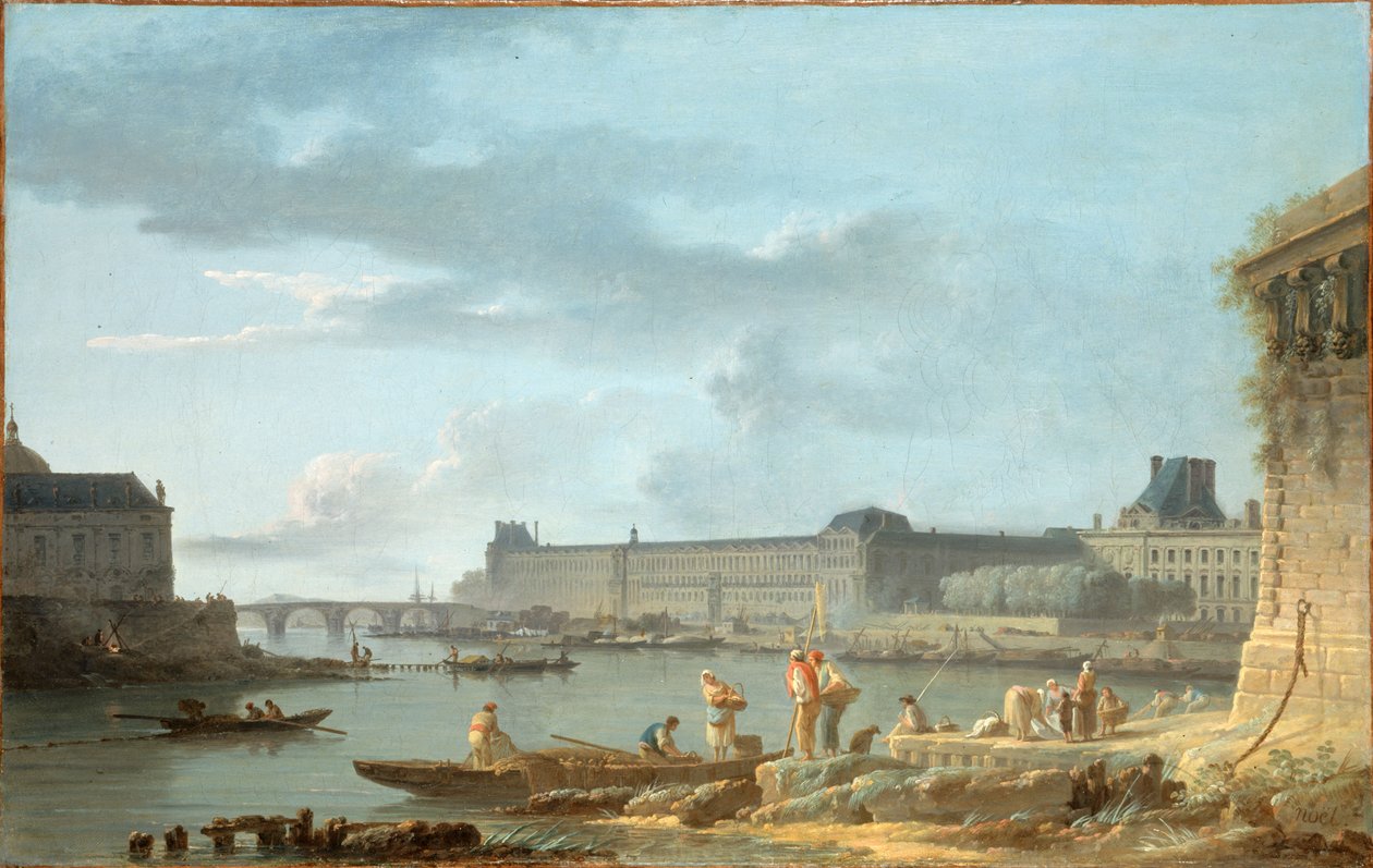 Louvre ve Pont Royal, Pont-Neuf#39;ten görülüyor, 1780 dolayları (tuval üzerine yağlıboya) by Alexandre Jean Noel